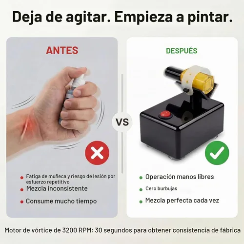 Vista 3 de Mezclador de vórtice para pinturas de modelos y esmalte de uñas Negro