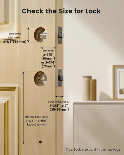 Vista 8 de Cerradura Inteligente de Perno de Seguridad con Huella Dactilar y 2 Manijas de Palanca, Juego de Cerradura de Puerta Frontal sin Llave, Cerradura