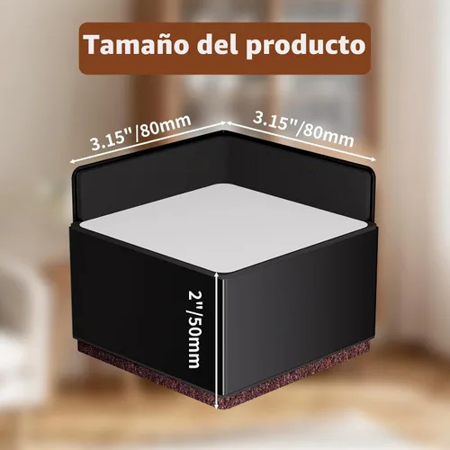 Vista 2 de Elevadores de cama para muebles de 2 pulgadas, de metal, autoadhesivos