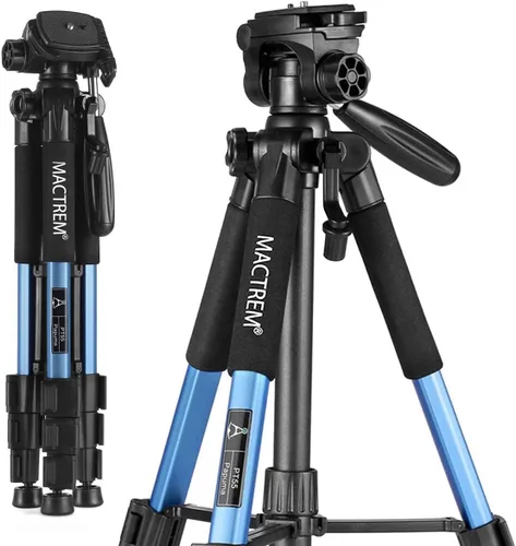 Vista 12 de MACTREM Trípode de cámara de 75 pulgadas para Sony Canon Nikon, soporte de trípode de aluminio ligero de viaje con soporte para teléfono celular