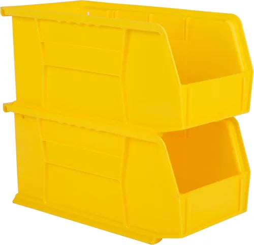 Vista 2 de HE HUDSON EXCHANGE Cubo de almacenamiento apilable de plástico de 11" x 5.5" x 5", amarillo