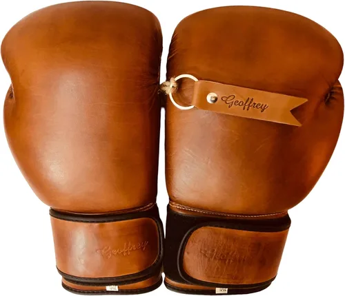 Vista 6 de Guantes de boxeo versión PRO de 12 onzas Cuero marrón antiguo entrenamiento MMA vintage Retro by GEOFFREY