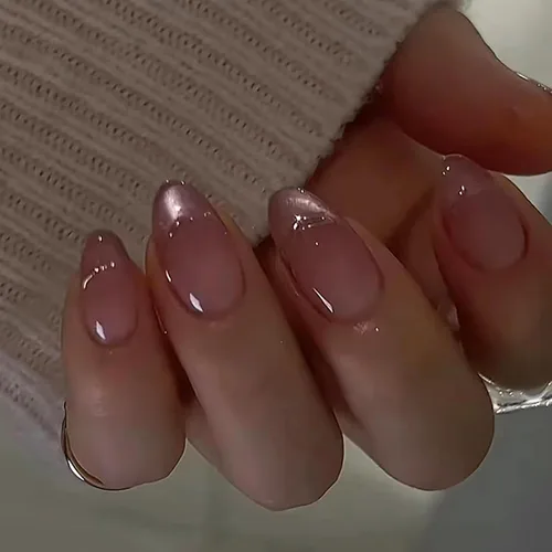 Vista 8 de Uñas postizas cortas a presión, uñas postizas de otoño con punta francesa, color marrón, cobertura completa, con diseños de remolinos marrones, uñas