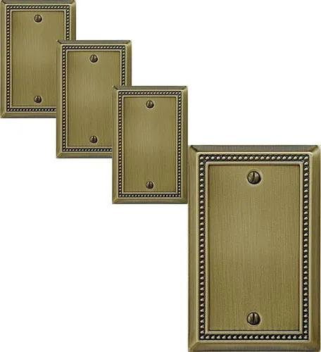 Vista 31 de OKAWYC Belaire - Cubierta para interruptor de luz de decoración individual, placa de pared de metal con cuentas, paquete de 4 unidades de bronce