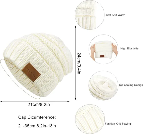 Vista 2 de Hicdaw Gorros de invierno para mujer, bufanda, guantes de invierno para mujer, gorro largo con forro polar, guantes para pantalla táctil