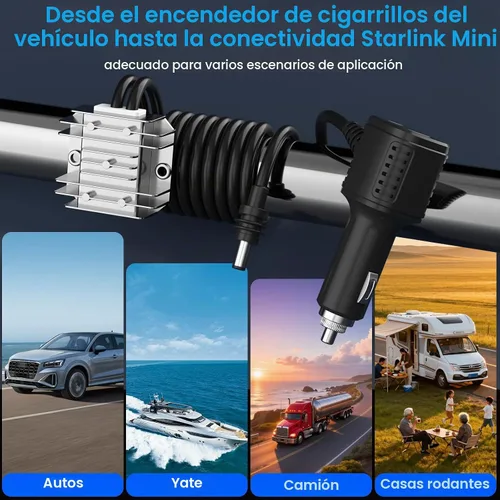 Vista 6 de Starlink Mini 105W - Cargador de coche de 12 V/24 V a 30 V CC-CC, salida estable regulada de 30 V con voltímetro en tiempo real, cable