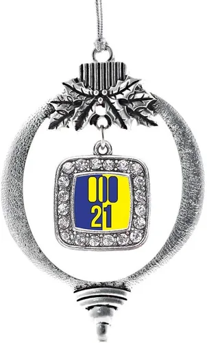 Vista 45 de Inspired Silver - Adorno con dije de reina de rodillo - Adornos navideños cuadrados de plata con joyas de circonita cúbica