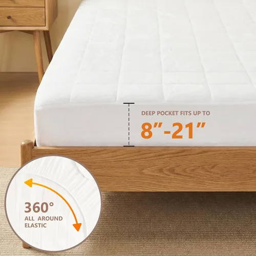 Vista 6 de Homemate - Funda calefactable para colchón tamaño individual para durmientes fríos, almohadilla de colchón eléctrica de forro polar coral con 4