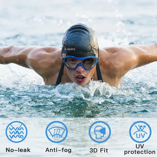 Vista 2 de Keary Paquete de 2 gafas de natación para adultos y jóvenes con junta de silicona suave, protección UV antivaho sin fugas, gafas de visión clara