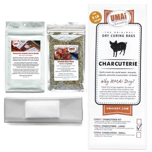 Vista 10 de UMAi Dry Kit de embutidos grandes de fácil paquete, paquete de 3 bolsas de envejecimiento seco de 8 x 18 pulgadas para 5 libras de carne, mezcla