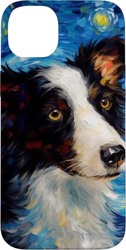 Vista 15 de iPhone 16 Border Collie Starry Night Van Gogh Border Collie Case