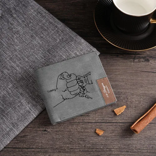 Vista 4 de Billetera personalizada para hombre, carteras con fotos personalizadas, billetera de viaje grabada para hombre, regalo del día del padre, regalo