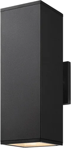 Vista 10 de mirrea Moderna luz de porche al aire libre en 2 luces con tubo rectangular de aluminio y cubierta de vidrio templado, aplique de pared impermeable
