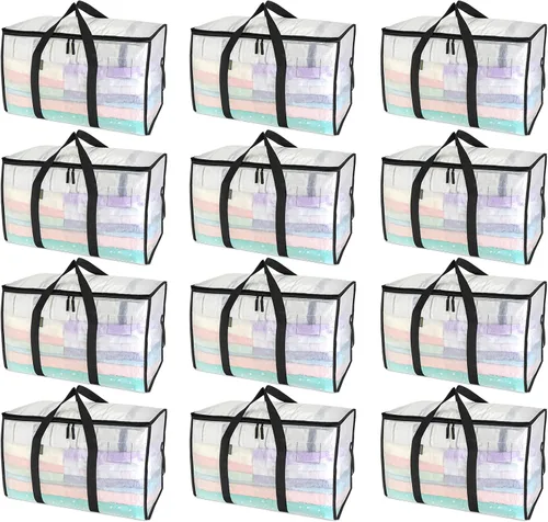 Vista 26 de BALEINE Paquete de 2 bolsas de mudanza de gran tamaño con asas reforzadas, bolsa de almacenamiento resistente para ropa, suministros de mudanza