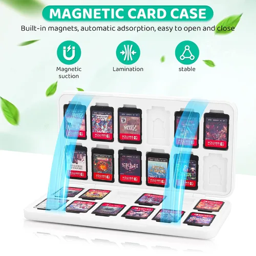Vista 5 de FANPL Game Case Holder for Nintendo SwitchOLEDLite,24 Game Card and 24 Micro SD Card Slots Portable Storage for Switch Cartridge Box with Hard Shell