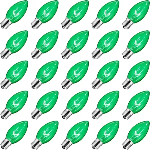 Vista 8 de Brightown Paquete de 25 bombillas incandescentes C9, bombillas de repuesto C9 de Navidad para cadena de luces de Navidad, base intermedia E17, 7