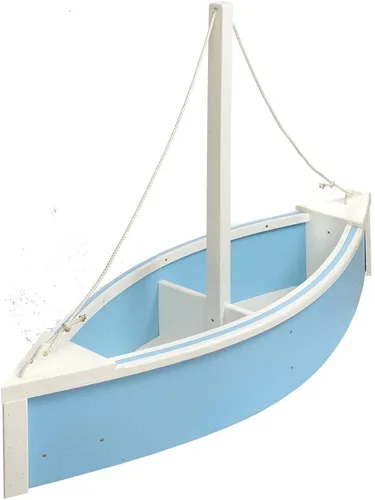 Vista 4 de Amish-Made - Maceta de poliéster azul Aruba de 47 x 16 pulgadas para exteriores Aruba Azul y Blanco