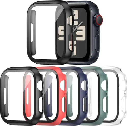 Vista 12 de Paquete de 16 fundas rígidas de PC para Apple Watch de 38 mm Series 3 2 con protector de pantalla de vidrio templado, cubierta protectora 16
