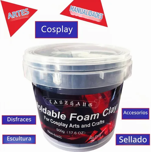 Vista 3 de Arcilla de espuma negra para cosplay de 17.64 oz, espuma esculpida ligera Negro