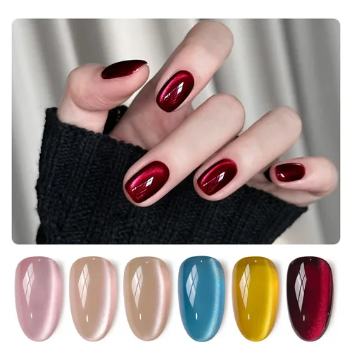 Vista 19 de GAOY Juego de esmaltes de uñas de gel con purpurina de ojo de gato con imán y galaxia colorida para ojos de gato holográficos, manicura de gel