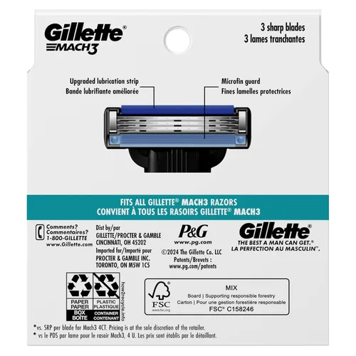 Vista 9 de Gillette Mach3 - Recambios de hoja de afeitar para hombre, 8 recambios de hoja de afeitar