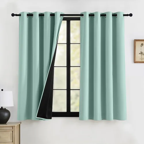 Vista 39 de RYB HOME Cortinas 100% opacas de 63 pulgadas de largo, cortinas de ventana de eficiencia energética y reducción de ruido para dormitorio, sala