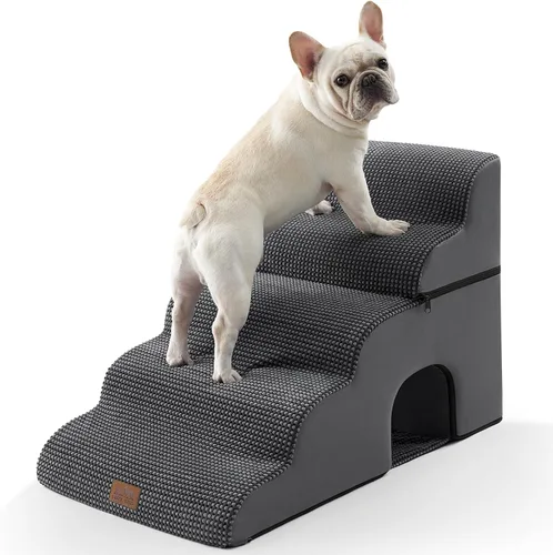 Vista 25 de COZY KISS Escaleras anchas para perros pequeños de 15.7 pulgadas de alto, escalón para mascotas para cachorros, gatos mayores, rampa curva