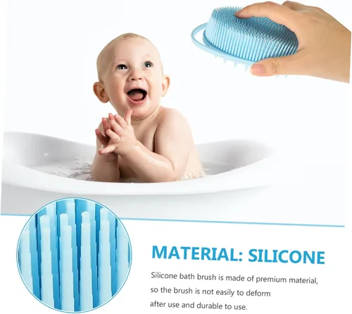 Vista 4 de Dual Sided Silicone Bath Brush for Boy Girl with Sensory Training Soft Bristles Durable Body Massaging Scrubber Gentle Exfoliating Wash Brush for