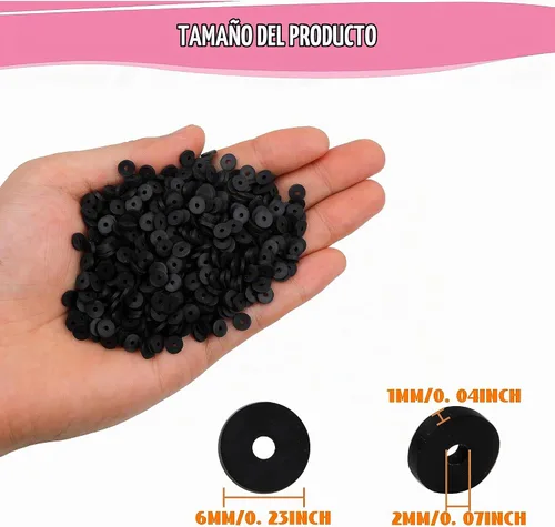 Vista 3 de 2000 piezas de cuentas de arcilla blanca cuentas espaciadoras de arcilla polimérica cuentas planas cuentas redondas de vinilo Heishi de 6 mm