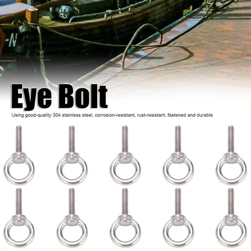 Vista 3 de Perno de ojo M6, pernos de ojo de elevación de maquinaria de acero inoxidable, pernos roscados de elevación de tornillo de anillo redondo, hardware