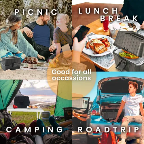 Vista 5 de Zento Deals Lonchera térmica – Mini calentador eléctrico portátil de 12 V para alimentos de coche – Perfecto para viajes al aire libre, camping