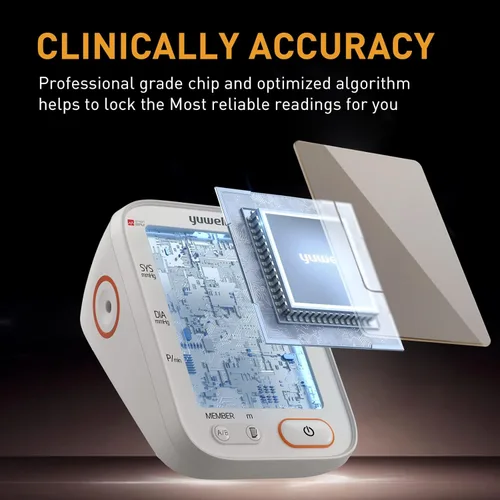 Vista 2 de yuwell Monitor de presión arterial del brazo superior Grado médico, máquina BP para uso doméstico 2 usuarios, lecturas de 99 x 2, manguito