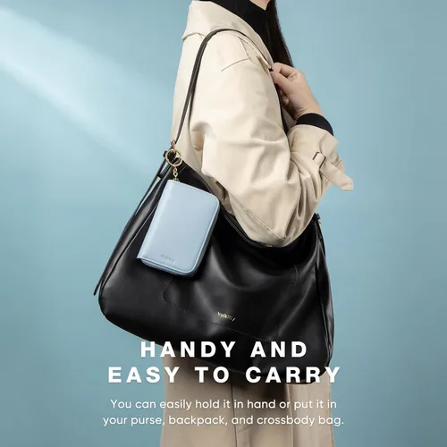 Vista 4 de Vulkitty Billetera para mujer, con cremallera, plegable, pequeña, de piel, con bloqueo RFID, con ventana de identificación y bolsillo para monedas