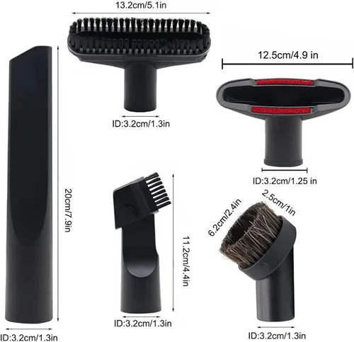 Vista 2 de Accesorios de vacío, kit de herramientas de limpieza al vacío de 1 1/4 pulgadas para accesorios de aspiradora de tienda con varitas de extensión