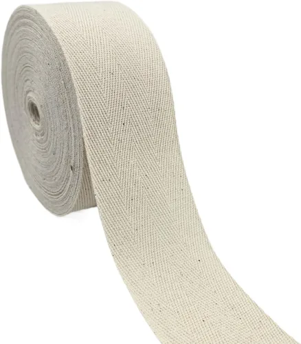Vista 18 de Cinta de sarga de algodón natural de 2 pulgadas para coser, Home Deco -30 yardas de cinta de sarga duradera en espiga - Cinta de encuadernación