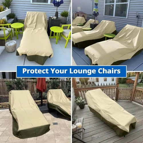 Vista 3 de SunPatio Funda para tumbona impermeable al aire libre, 80 pulgadas de largo Beige y Oliva