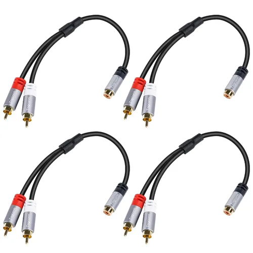 Vista 7 de Cable divisor adaptador en Y RCA, paquete de 2 unidades, 1 RCA hembra a 2 RCA macho estéreo de audio y video subwoofer, cable de extensión
