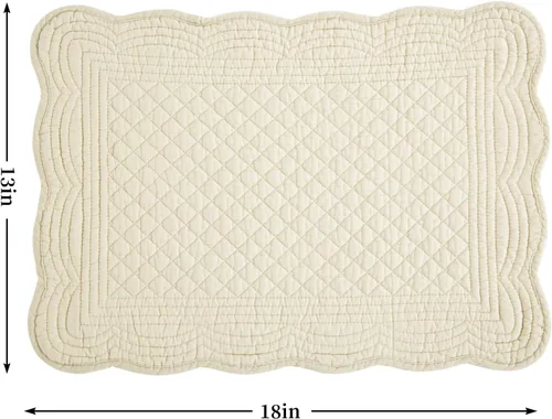 Vista 2 de HOMBYS Juego de 4 manteles individuales acolchados rectangulares lavables para mesa de cocina, 100% tela de algodón, manteles individuales Lino