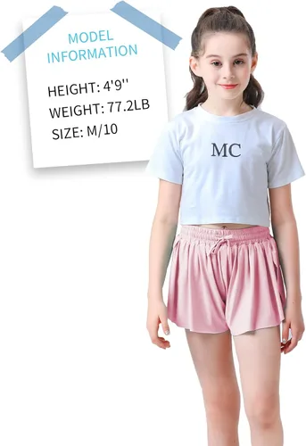 Vista 6 de Pantalones cortos fluidos de mariposa para niñas, pantalones cortos deportivos para niños pequeños, faldas de tenis 2 en 1, pantalones cortos