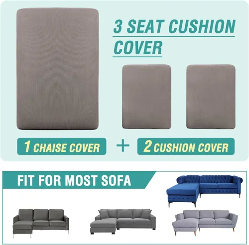 Vista 164 de OKYUK Fundas para sofá modular, 3 piezas, fundas de cojín de terciopelo para sofá, en forma de L, funda de cojín separado para sofá, protector