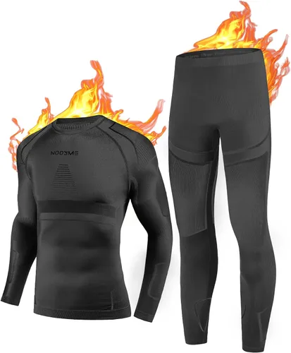Vista 8 de NOOYME Ropa Interior Térmica Long Johns para Hombre - Capa Base de Ropa Interior Larga para Clima Frío Negro-Azul