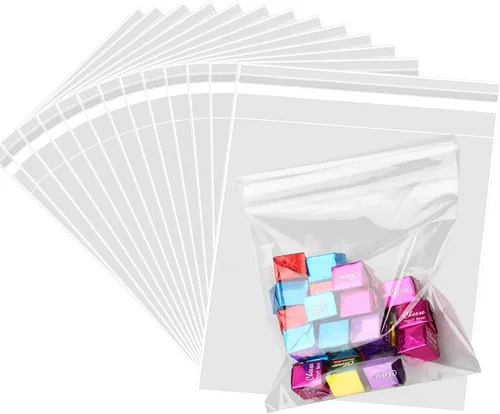 Vista 35 de 50 piezas de bolsas de celofán transparentes de 10" x 13" con cierre autoadhesivo, bolsas de polietileno resellables de 2,8 mils, bolsas OPP