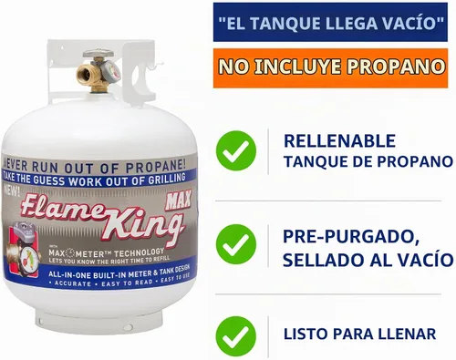 Vista 2 de Flame King YSN230b - Cilindro de tanque de propano de acero de 20 libras con válvula OPD y calibre integrado, vertical de 20 libras
