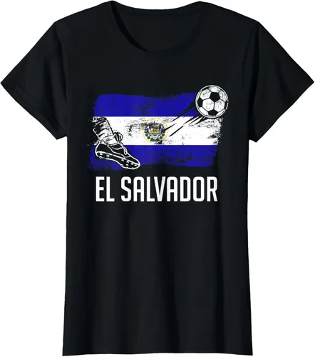 Vista 28 de Camiseta salvadoreña con bandera de fútbol salvadoreño