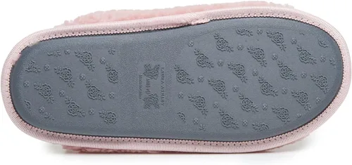 Vista 3 de Laura Ashley Pantuflas Sherpa con puntera abierta y espuma viscoelástica, suaves pantuflas de casa para mujer