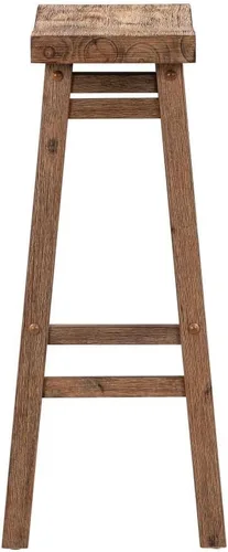 Vista 5 de Boraam Sonoma Taburetes de Bar de Cocina tipo Silla de Montar sin Respaldo - Madera de Granero con Acabado Cepillado - Juego de 2
