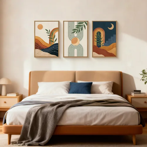 Vista 246 de FWIEXA Juego de Arte de Lienzo Bohemio Enmarcado para Pared, Cuadros Botánicos Verde Salvia Decoración de Pared, Impresiones de Arte de Plantas