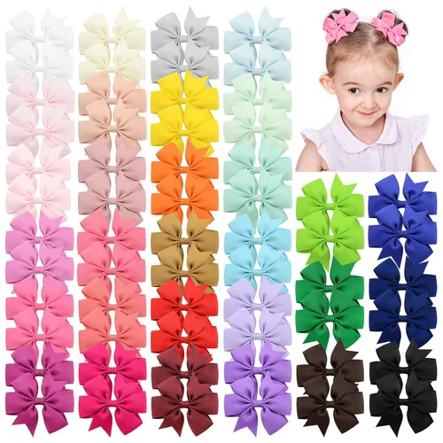 Vista 13 de Choicbaby Lazos para el cabello de 3 pulgadas para niñas, cinta de grogrén, accesorios para el cabello con lazo de clip de cocodrilo para niñas