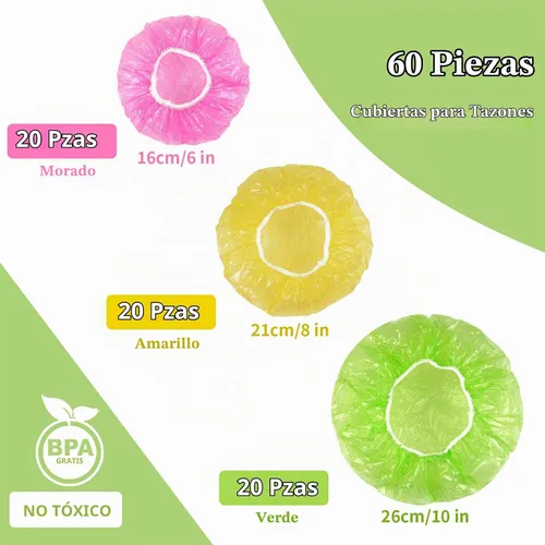 Vista 2 de Reastar - Cubierta para cuenco a prueba de pan, tapa de ducha de plástico, 6/8/10 pulgadas 60 Pcs, Elastic and Reusable, Keep Food Fresh, Fits