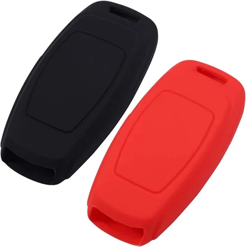Vista 3 de Funda de silicona para llavero compatible con Audi A6 E-Tron A6L A8L A6 A7 A8 Q8 (negro rojo)